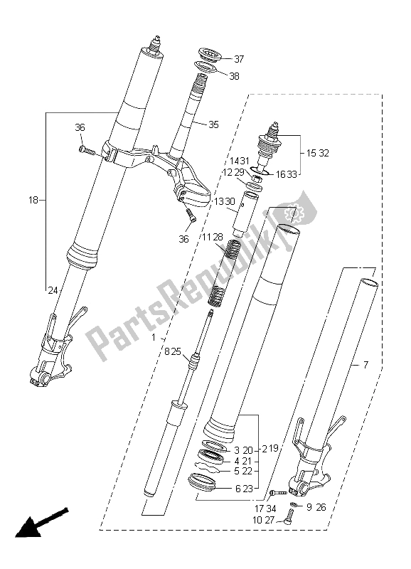 Tutte le parti per il Forcella Anteriore del Yamaha YZF R6 600 2005