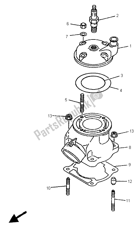 All parts for the Cylinder of the Yamaha YZ 80 LW 1996