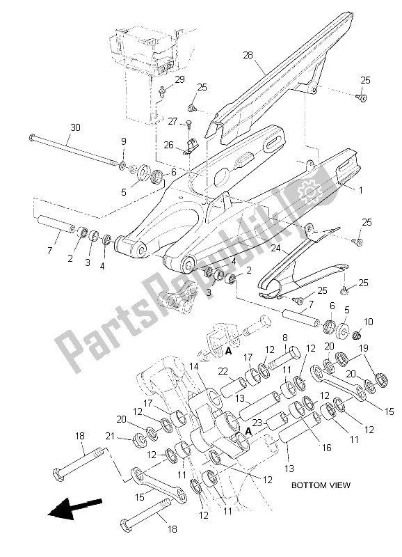 All parts for the Rear Arm of the Yamaha XT 660Z Tenere 2009