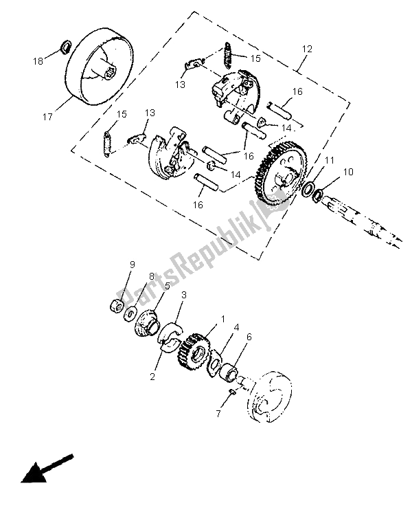 All parts for the Clutch of the Yamaha PW 50 1995