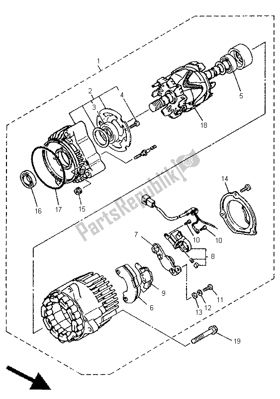 Toutes les pièces pour le Générateur du Yamaha GTS 1000A 1998