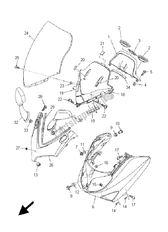 Todas las partes para Parabrisas de Yamaha XP 500A T MAX 2005