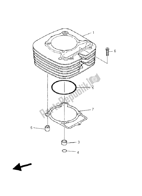 All parts for the Cylinder of the Yamaha YFM 350 Warrior 2004