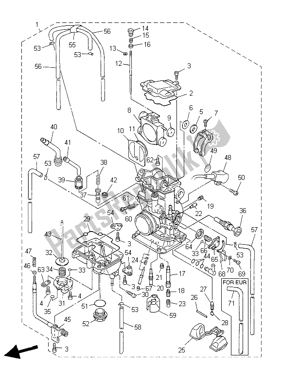 Alle onderdelen voor de Carburator van de Yamaha WR 250F 2009