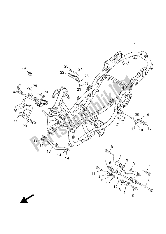 All parts for the Frame of the Yamaha YP 250 RA 2013