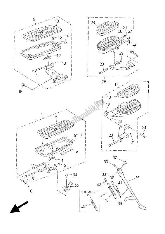 Toutes les pièces pour le Support Et Repose-pieds du Yamaha XVZ 13 TF 1300 1999