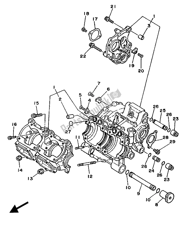 Tutte le parti per il Carter del Yamaha TZ 250 1989