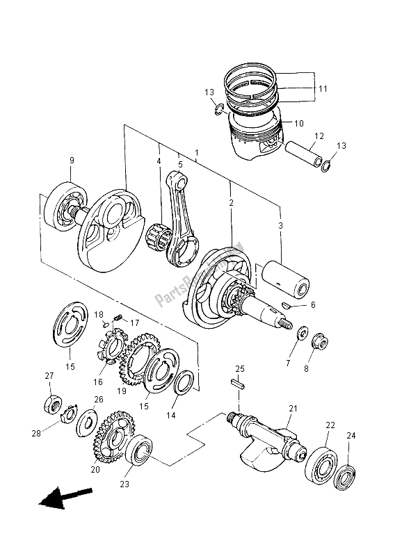 Toutes les pièces pour le Vilebrequin Et Piston du Yamaha TT 600 RE 2004