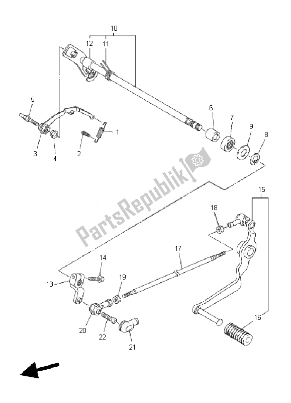 All parts for the Shift Shaft of the Yamaha FZ1 NA Fazer 1000 2010