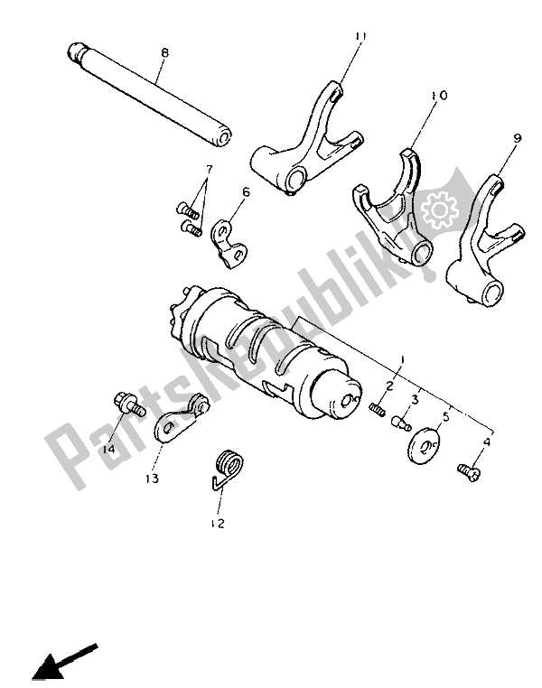 Toutes les pièces pour le Came Et Fourchette De Changement De Vitesse du Yamaha FJ 1200 1990