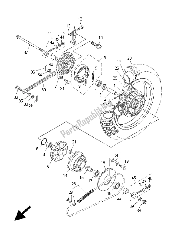 Toutes les pièces pour le Roue Arrière du Yamaha TT R 90E 2005