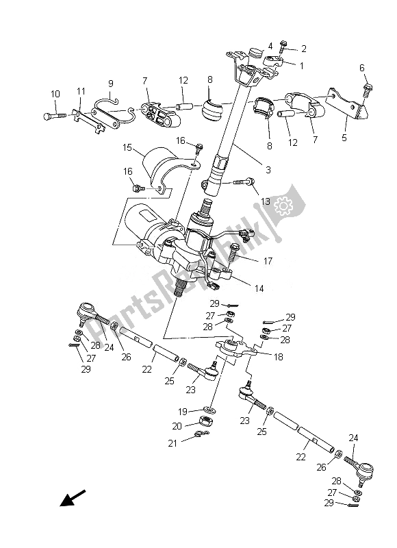 All parts for the Steering of the Yamaha YFM 550 Fgpled Grizzly 4X4 Yamaha Black 2013