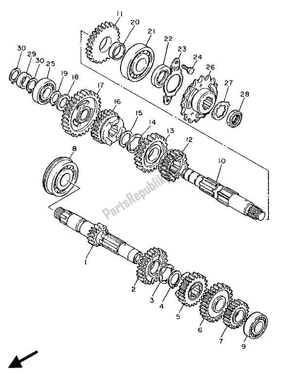 All parts for the Transmission of the Yamaha XT 600Z Tenere 1989