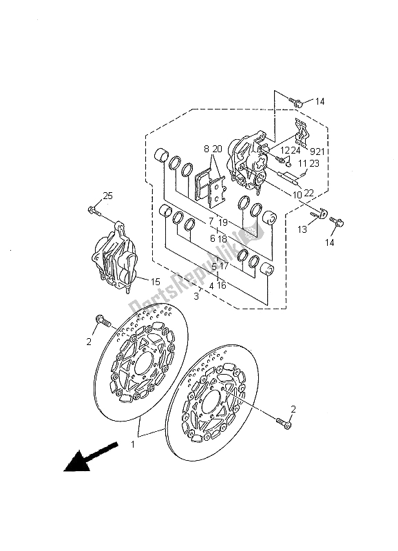 Tutte le parti per il Pinza Freno Anteriore del Yamaha FZS 600 2000