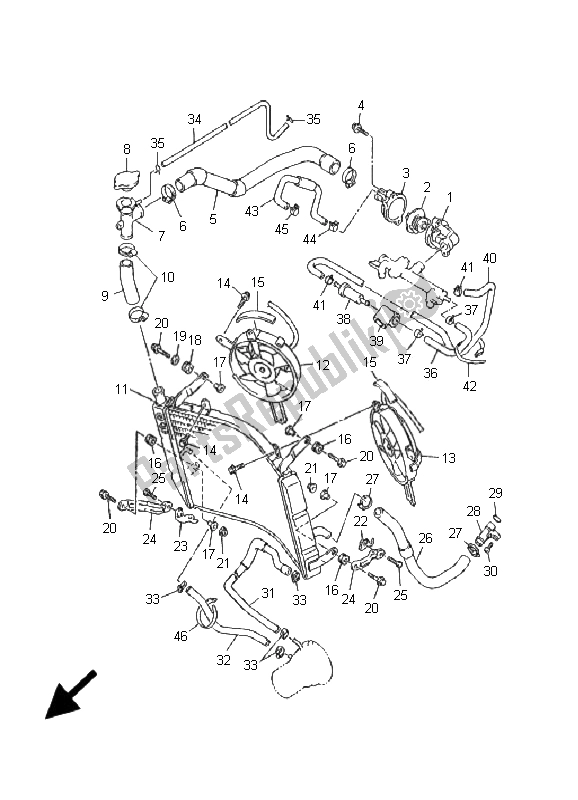 Tutte le parti per il Tubo Del Radiatore del Yamaha YZF 1000R Thunderace 2001