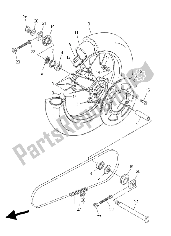 Tutte le parti per il Ruota Posteriore del Yamaha WR 450F 2010