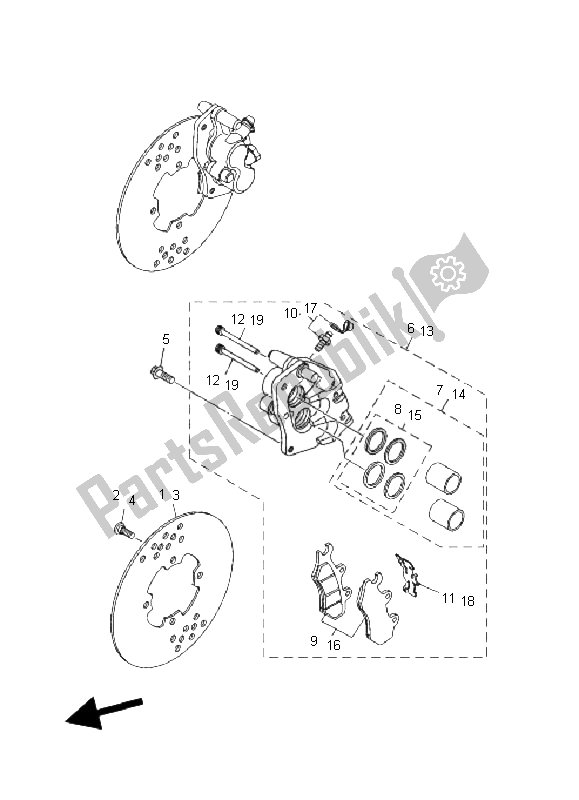 Toutes les pièces pour le étrier De Frein Avant du Yamaha YXR 660 FA Rhino 2004