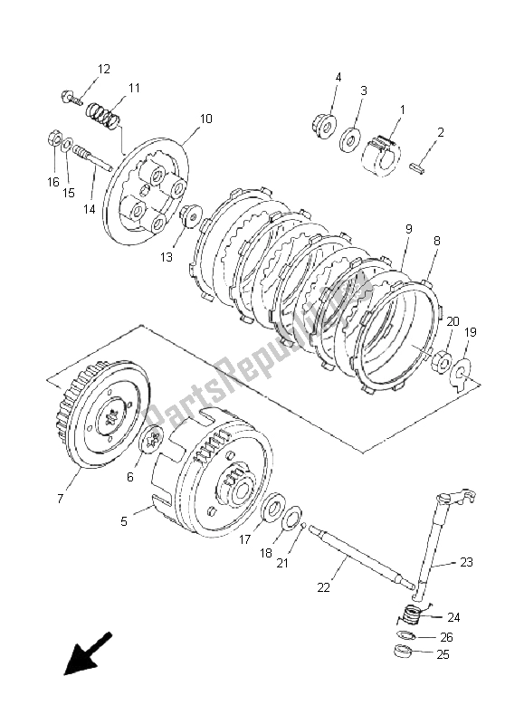 Todas as partes de Embreagem do Yamaha TT R 125 SW LW 2001