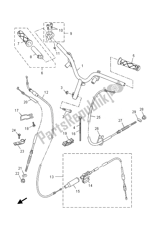 Todas las partes para Manija De Dirección Y Cable de Yamaha YN 50E 2013