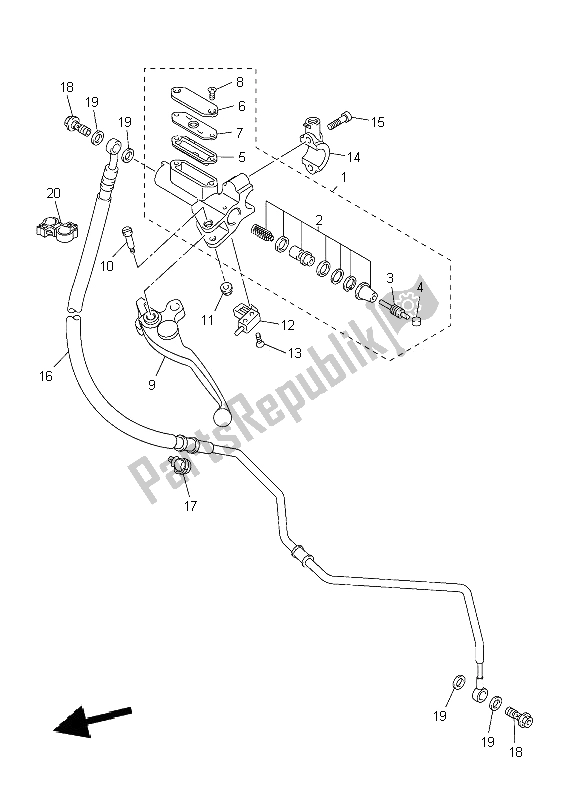 Tutte le parti per il Pompa Freno Anteriore 2 del Yamaha VMX 17 1700 2009