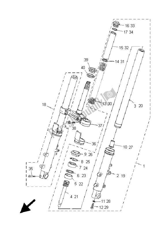 All parts for the Front Fork of the Yamaha XP 500 T MAX 2009