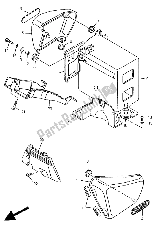 Toutes les pièces pour le Couvercle Latéral du Yamaha XV 1100 Virago 1998