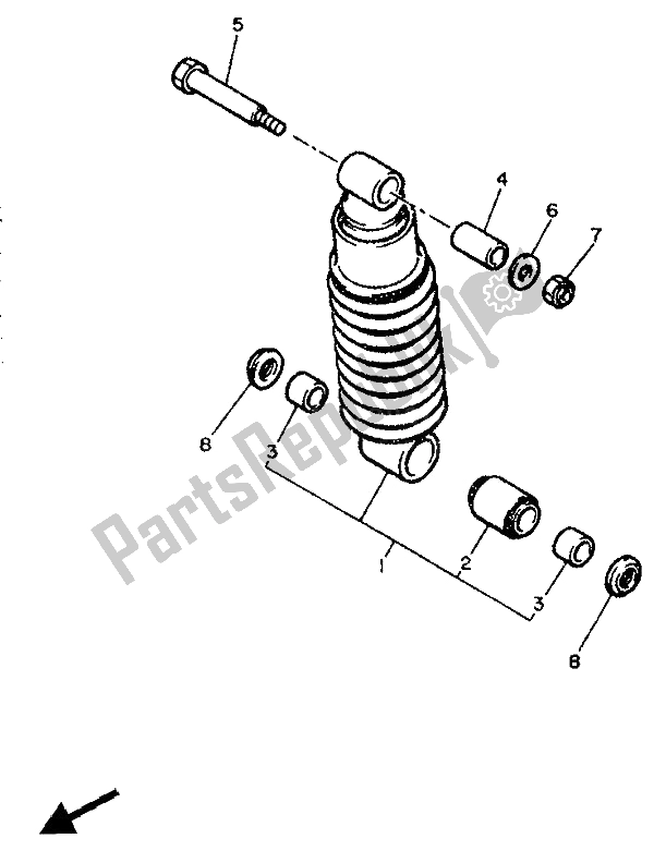 Toutes les pièces pour le Suspension Arrière du Yamaha XJ 600 1990