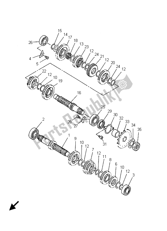 Tutte le parti per il Trasmissione del Yamaha TZ 250 2001