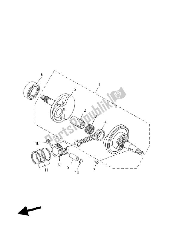All parts for the Crankshaft & Piston of the Yamaha TT R 50E 2011