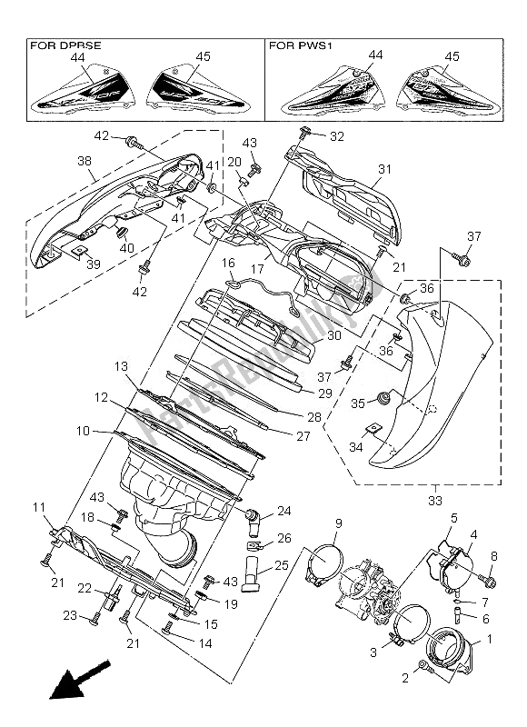 Alle onderdelen voor de Inname van de Yamaha YZ 450F 2013