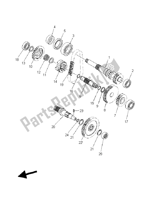 All parts for the Transmission of the Yamaha YFM 350F Grizzly 4X4 2008