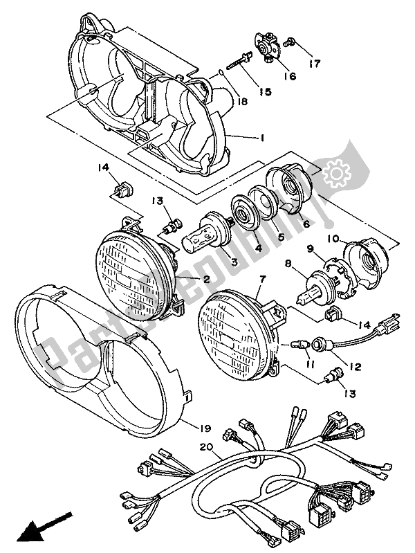 Todas as partes de Farol do Yamaha XTZ 750 Supertenere 1991