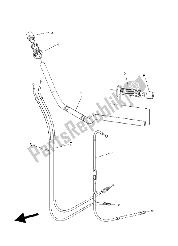 All parts for the Steering Handle & Cable of the Yamaha FZ6 S 600 2006