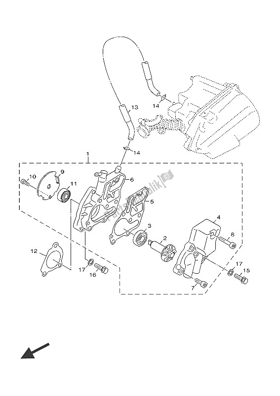 All parts for the Water Pump of the Yamaha NS 50F 2016