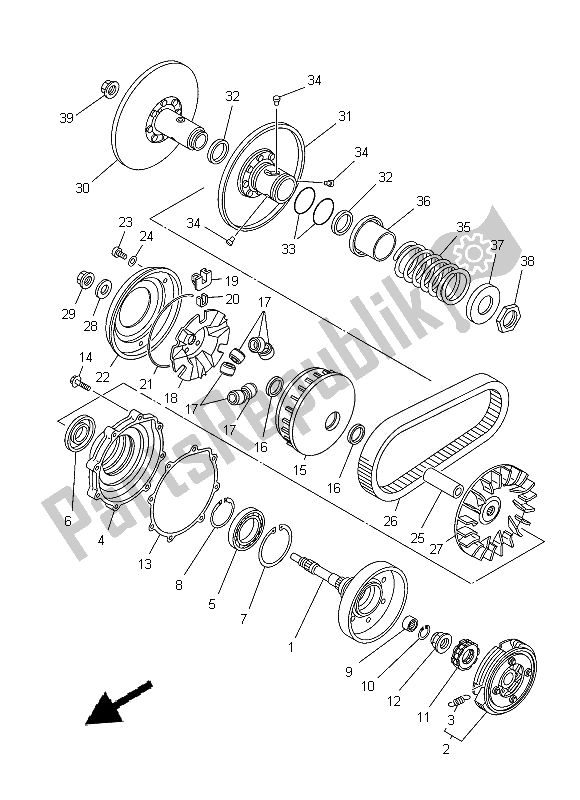 All parts for the Clutch of the Yamaha YFM 350 FWA Grizzly 4X4 2013