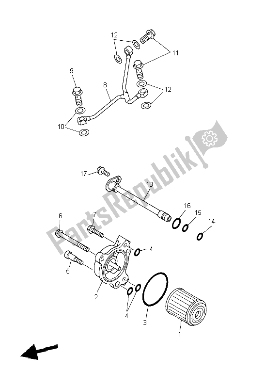 All parts for the Oil Cleaner of the Yamaha WR 450F 2004