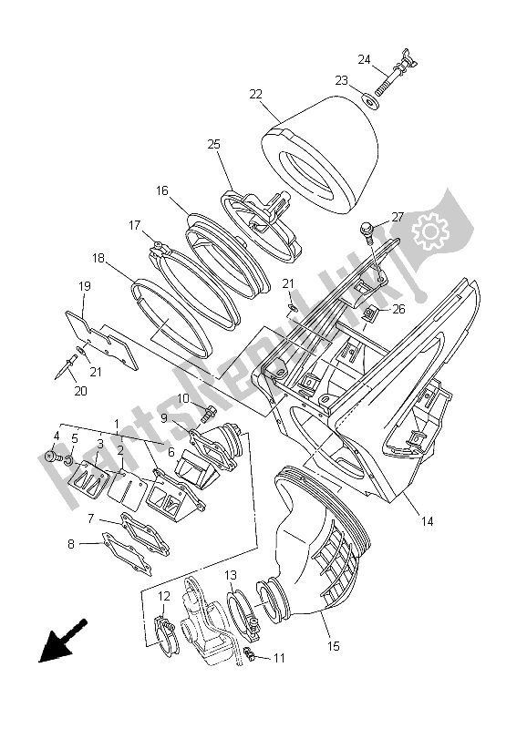 All parts for the Intake of the Yamaha YZ 250 2005