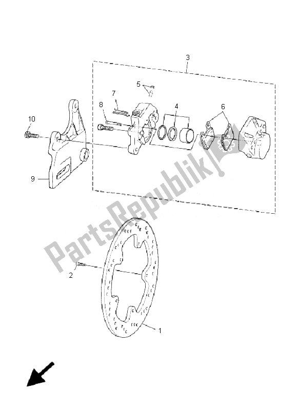 All parts for the Rear Brake Caliper of the Yamaha TZR 50 2007