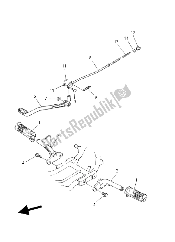 All parts for the Stand & Footrest of the Yamaha YFM 80R 2005