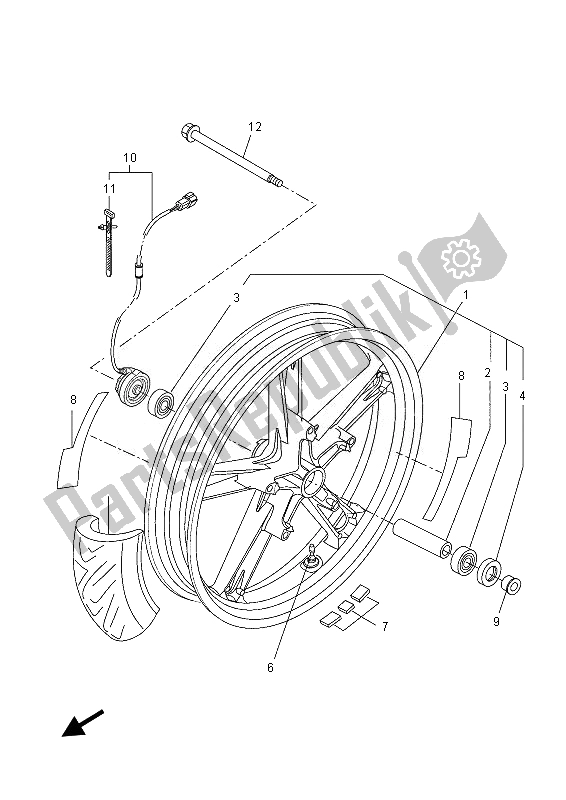 Alle onderdelen voor de Voorwiel van de Yamaha YZF R 125 2013