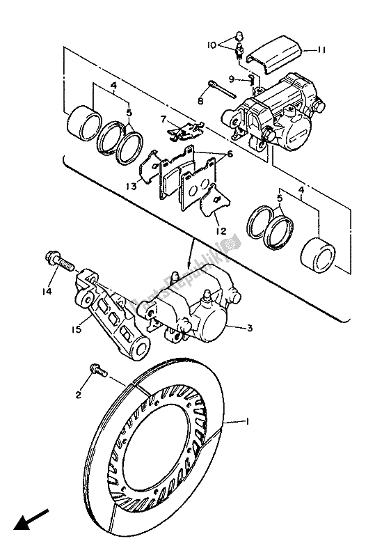 Toutes les pièces pour le étrier De Frein Arrière du Yamaha FZX 750 1987