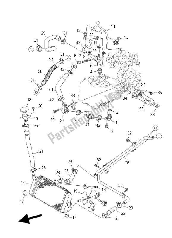 All parts for the Radiator & Hose of the Yamaha YP 400 Majesty 2011