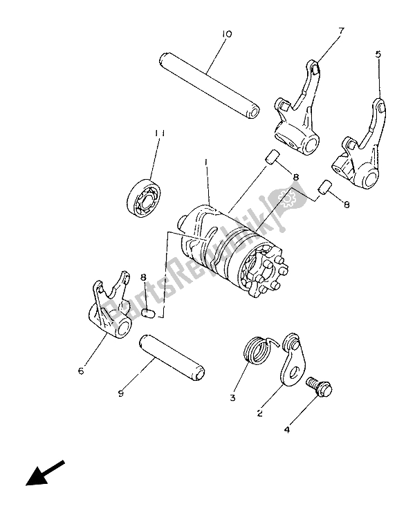 All parts for the Shift Cam & Fork of the Yamaha IT 200 1986