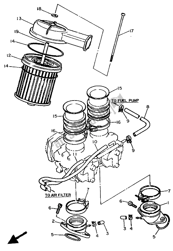 All parts for the Intake of the Yamaha XV 535 Virago 1993