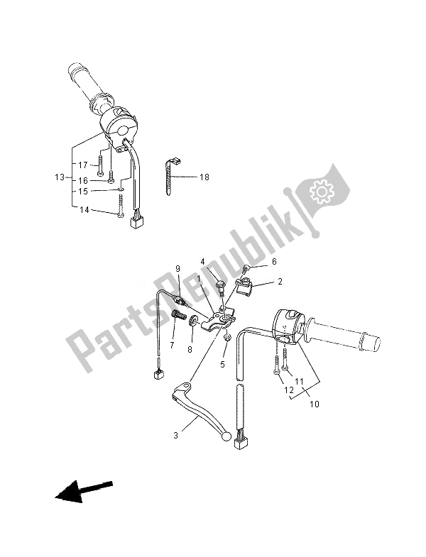 Tutte le parti per il Impugnatura Interruttore E Leva del Yamaha XT 660R 2007