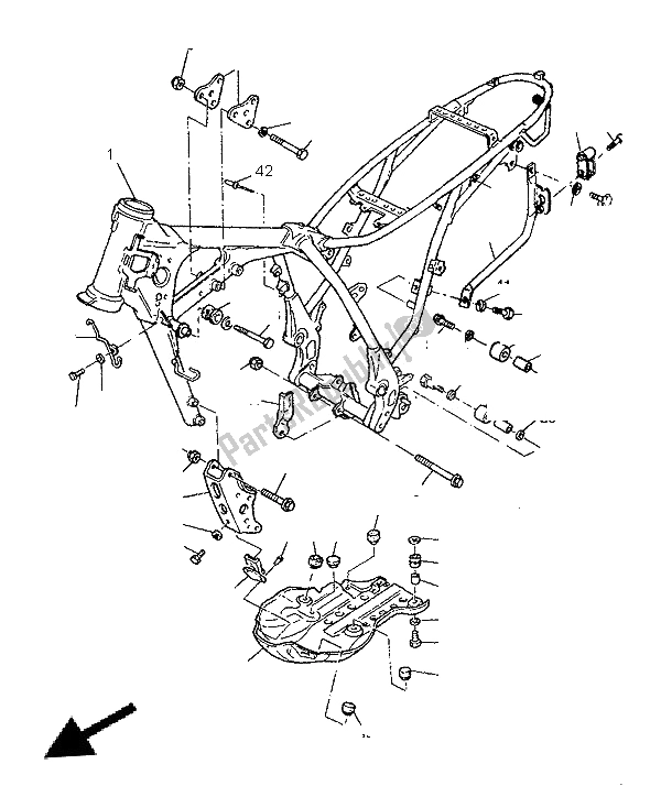 All parts for the Alternate Frame of the Yamaha TT 600E 1996