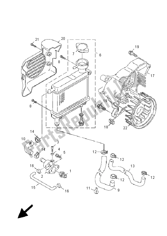 Alle onderdelen voor de Radiator Slang van de Yamaha XF 50E Giggle 2007