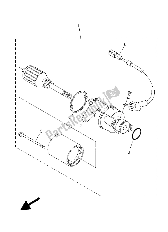 All parts for the Starting Motor of the Yamaha TT R 50E 2015