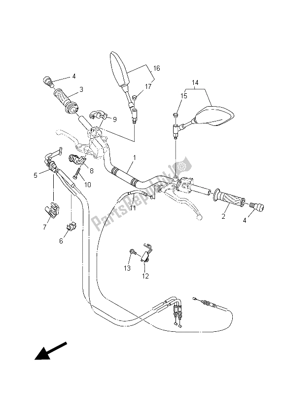 All parts for the Steering Handle & Cable of the Yamaha MT-07 A 700 2015