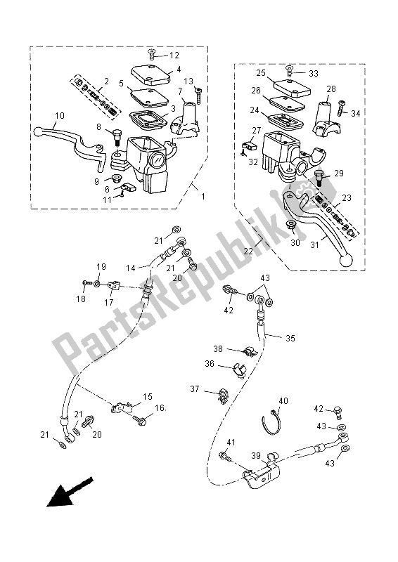 Tutte le parti per il Pompa Freno Anteriore del Yamaha YP 250R 2015